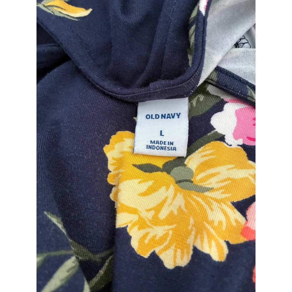 Old Navy Womens Large Navy Blue Floral Sleeveless Swing Shift Dress Summer L - Picture 8 of 8